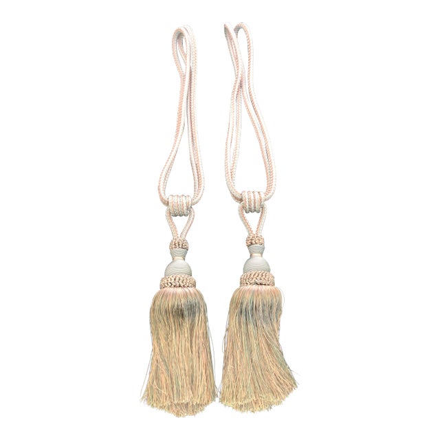 Pullbacks in Sea Foam Green Tassels - a Pair For Sale