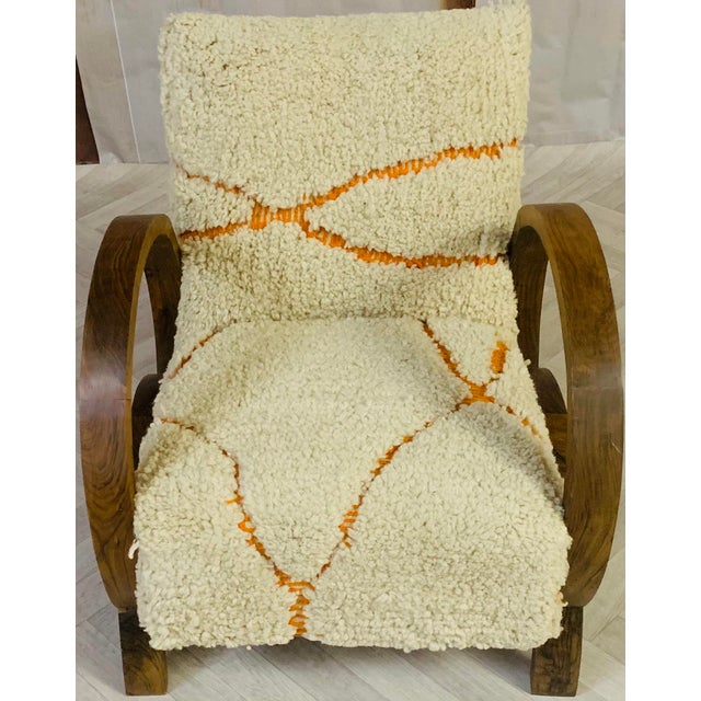 Off-white Handmade Moroccan Creamy Off-White Wool Chair For Sale - Image 8 of 9