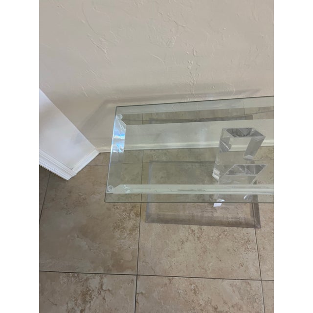 Mid century modern accent side table in style of artist like Karl Springer. A a vintage Italian acrylic and glass console...