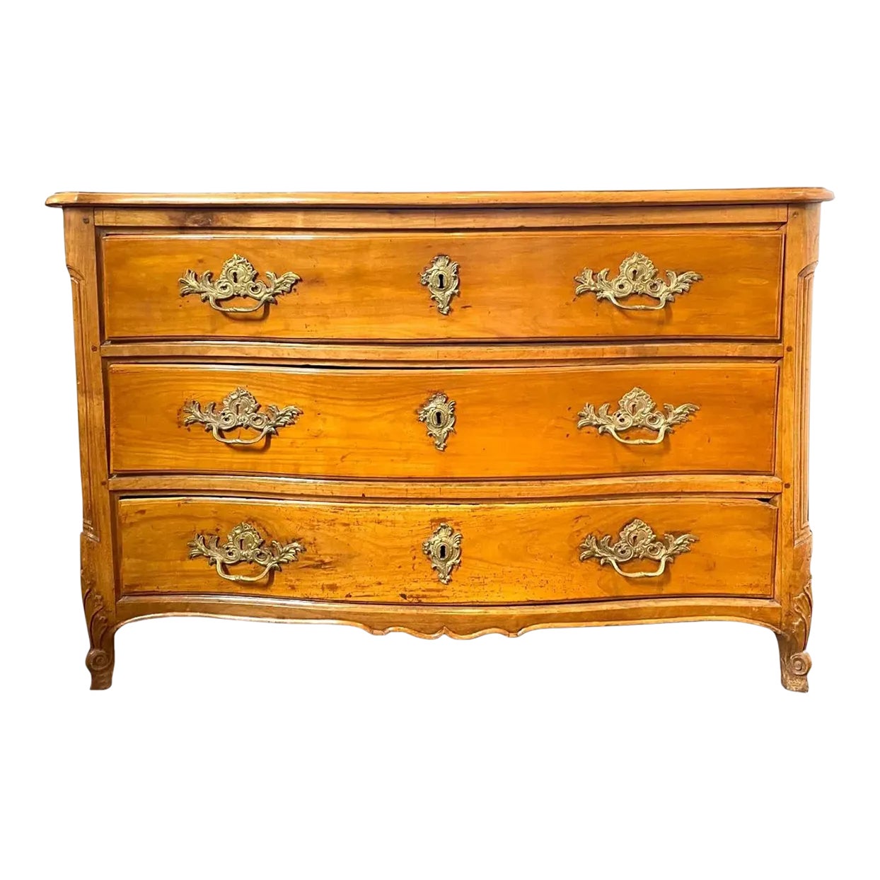 French Provincial Louis XV Pale Cherrywood Commode Chest of Drawers ...