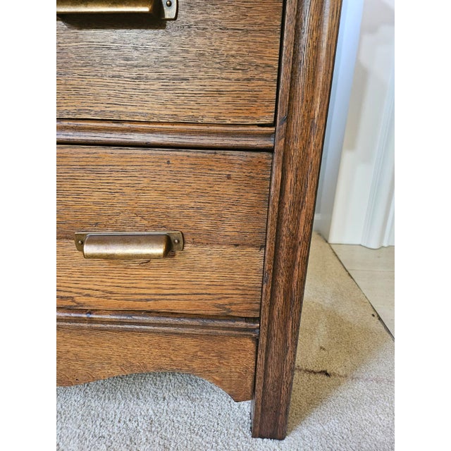 Vintage Victorian Quarter-Sawn (Tiger) Oak Three-Drawer Chest of Drawers For Sale - Image 13 of 14