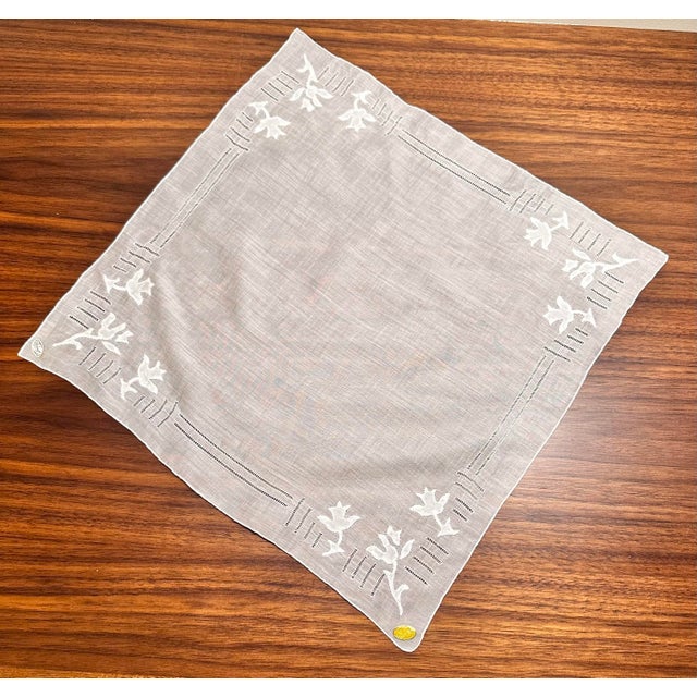 Mid 20th Century Vintage Burmel Original Cotton Embroidered Handkerchiefs Set of 3 For Sale - Image 11 of 11