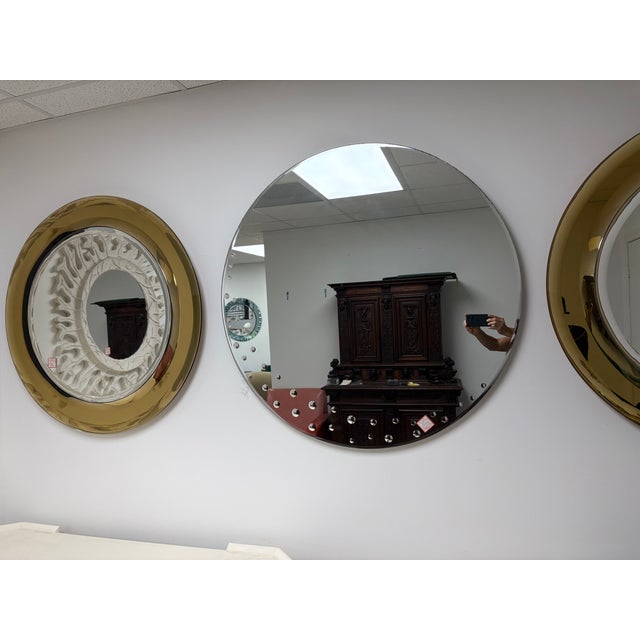Silver 1960s Italian Modern Mirror With Bullseye Design For Sale - Image 8 of 9