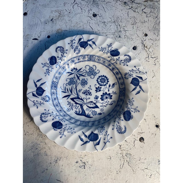 1 Johnson Brothers China, Blue Nordic 8 5/8” Rimmed Soup Bowls, made in England, back stamp, no chips or cracks or raisin,...