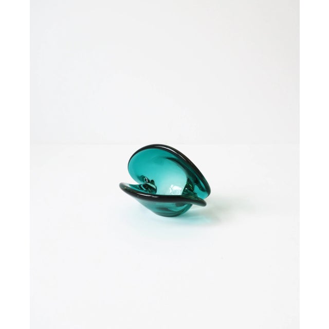 Emerald Italian Modern Murano Emerald Green Art Glass Seashell Dish For Sale - Image 8 of 13