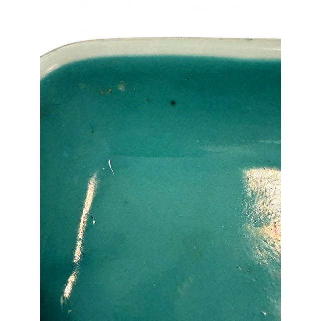 1970s Vintage Blue Ceramic Oversized Pedestal Soap Dish For Sale - Image 5 of 6