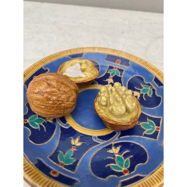 C.1879 Majolica Palissy Walnuts Platter Auguste De Chauvigne For Sale - Image 4 of 9
