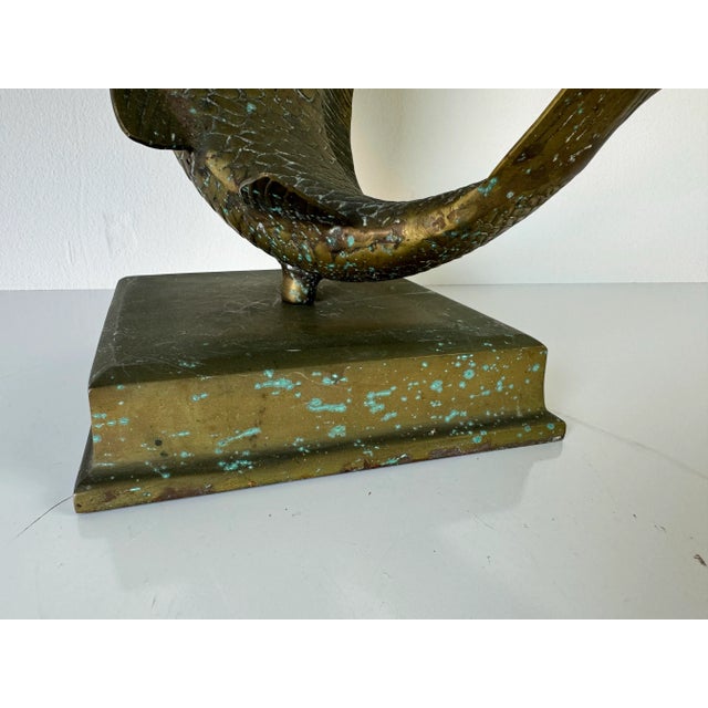 Brass 1960's Vintage Solid Brass Koi Fish on Base Sculpture/ Sold For Sale - Image 8 of 12