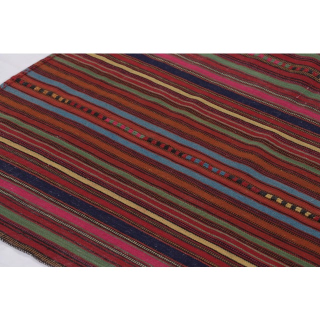 Tribal Vintage Persian Kilim, Rich and Vibrant Polychromatic Stripes - Rug & Kilim For Sale - Image 3 of 8
