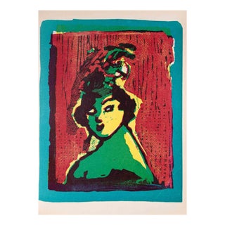 Mino Maccari, Woman, Original Linocut, 1951 For Sale