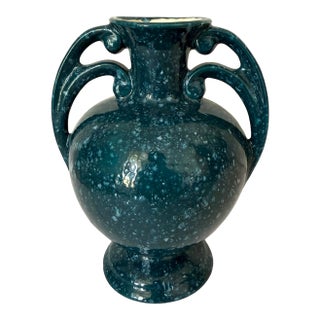 1970s Green Ceramic Art Deco Style Vase For Sale