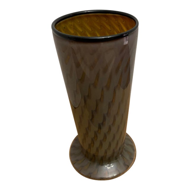 2003 Inferno Art Glass Cylindrical Brown Vase For Sale