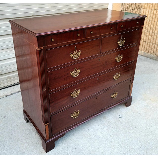 Antique Early 19th Century English Inlaid Mahogany 8 Drawer Gentleman's Tall Chest For Sale - Image 12 of 12