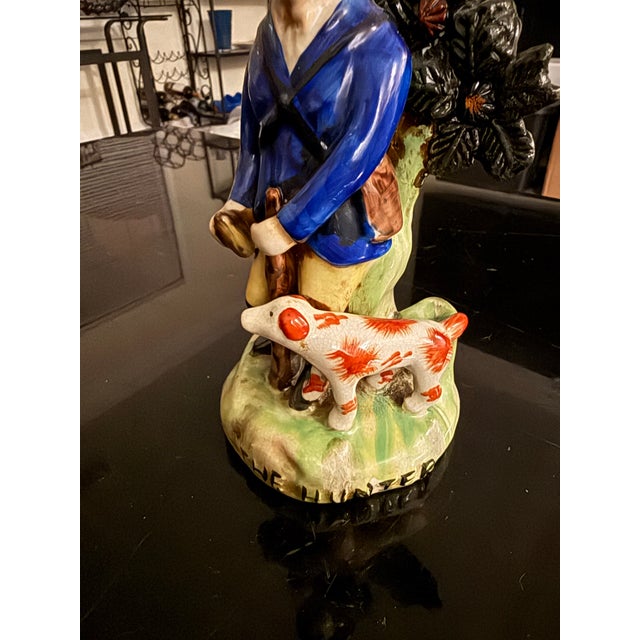 Rare Antique Staffordshire Victorian Figure of ‘The Hunter’ and His Dog Hunting For Sale In Atlanta - Image 6 of 8