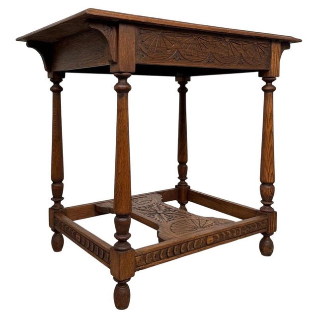 19th Century English Carved Oak Side Table For Sale - Image 10 of 10