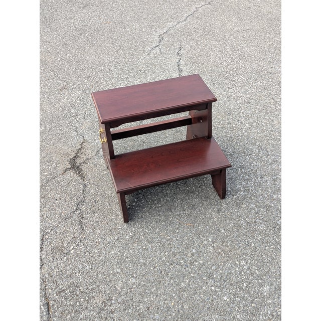 Vintage Knob Creek Georgian Style Bed/Library Step Stool With Brass Handles For Sale - Image 9 of 9