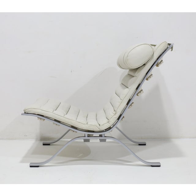 Arne Norell Ari Chair and Ottoman in Leather and Steel by Arne Norell, 1970s For Sale - Image 4 of 12