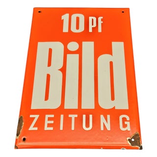 Enamel Bild Zeitung Sign, 1950s-1960s For Sale