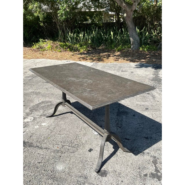 Industrial Vintage Regency Stone Top Cafe Dining Table For Sale - Image 3 of 12