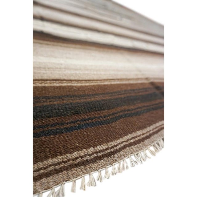 1930s 1930s Antique Brown Tribal Medallion Navajo American Geometric Flat Weave Rug For Sale - Image 5 of 10