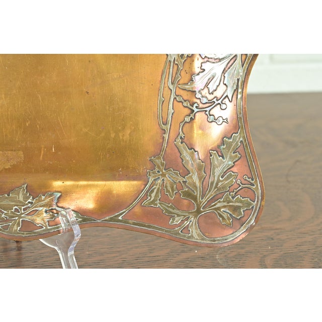 Heintz Style Arts & Crafts Sterling Silver on Bronze Serving Tray For Sale In South Bend - Image 6 of 9