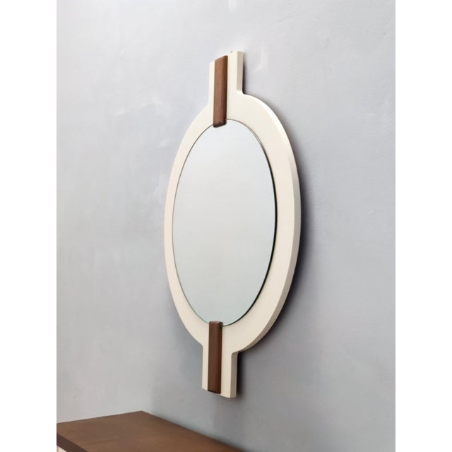 Postmodern Ivory Lacquered Walnut Wall Mirror and Console Table, Italy, 1970s, Set of 2 For Sale - Image 10 of 11