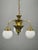 Czechoslovak Art Deco Brass and Opaline Glass Chandelier, 1930s For Sale - Image 13 of 15