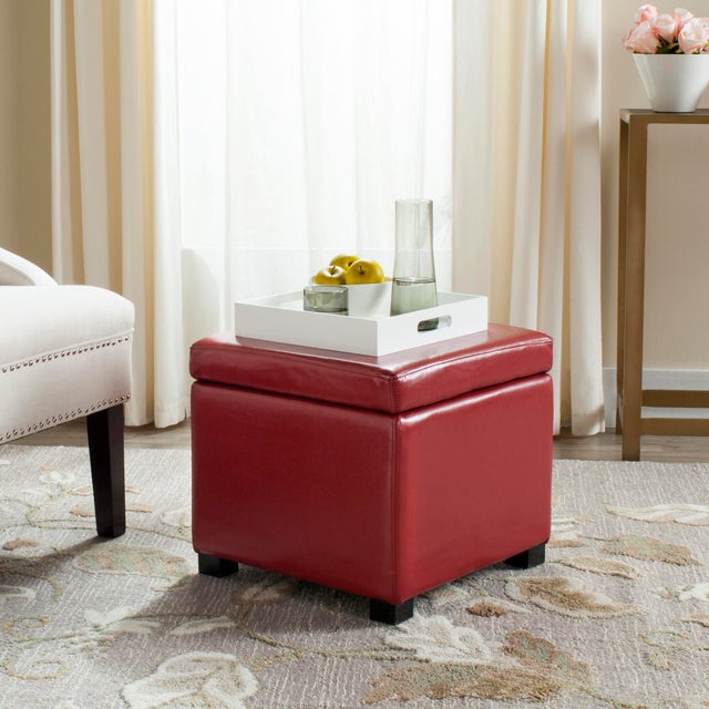 Flip Top Ottoman in Black & Red For Sale - Image 4 of 6