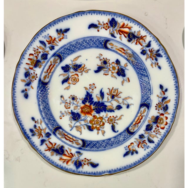 19th Century Minton Stone China Amherst Japan Imari Floral Dinner Plate For Sale - Image 9 of 12