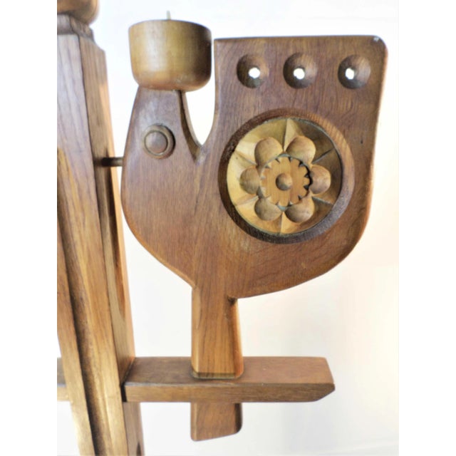 Wood Candelabra, 1960s For Sale - Image 3 of 5
