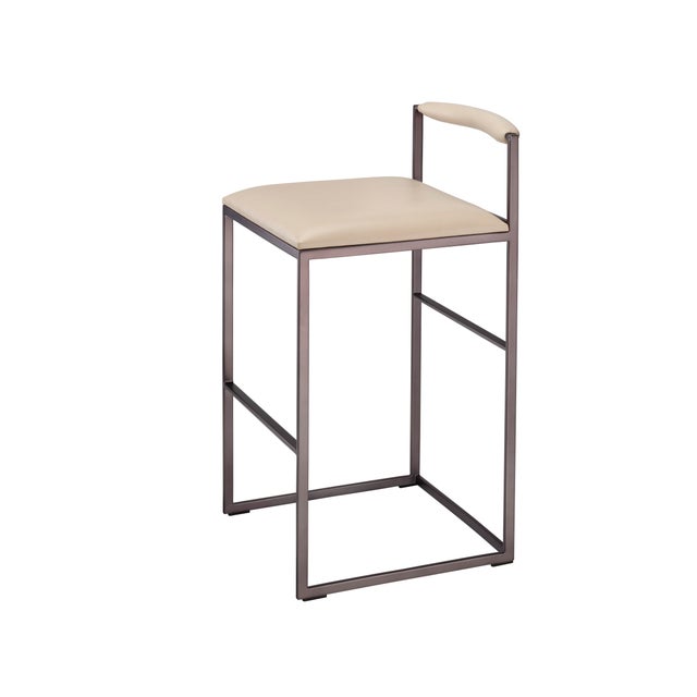 Jamie Young Bradbury Bar Stool, Cream Leather For Sale - Image 4 of 6