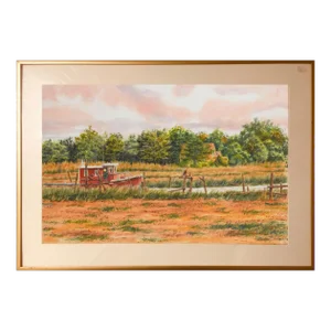 "The Halcyon" Belford Harbor, Nj, Original Watercolor Painting