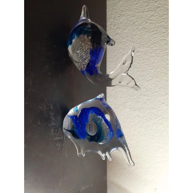 These are EXQUISITE Murano Italy Pair of 5" Cobalt Blue Aventurine Fish Figurines. Several similar Murano figurines sold...