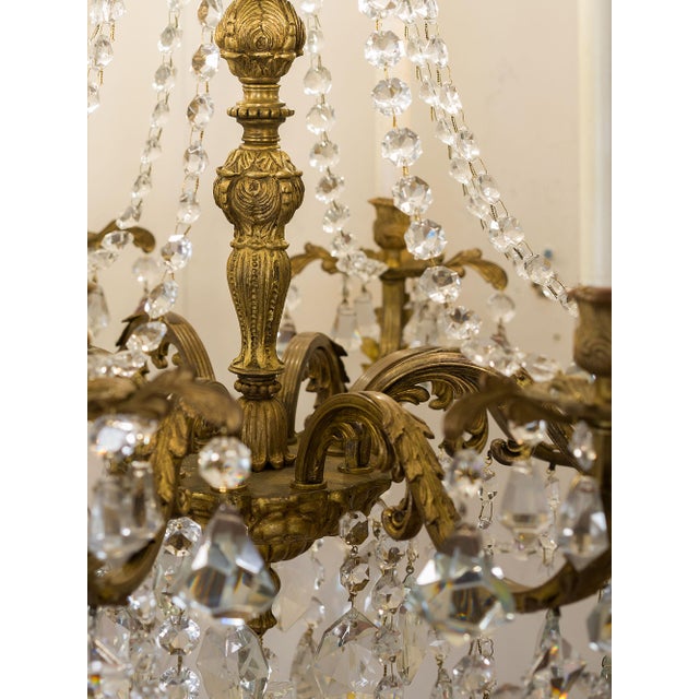 Metal Vintage Louis XVI Chandelier in Bronze and Crystal, 1940s For Sale - Image 7 of 12