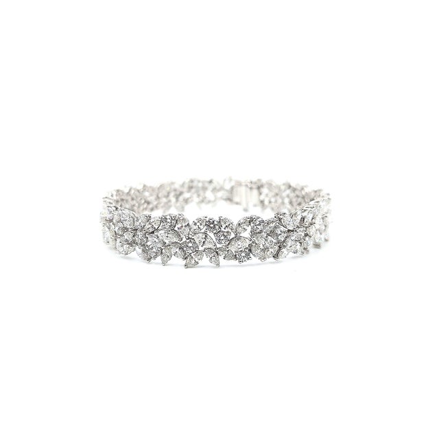Silver 19.47 Ct Marquise & Round Diamond Bracelet For Sale - Image 8 of 8