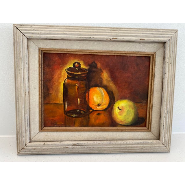A wonderful small fruit still life from the 1990’s. Framed and ready to hang.