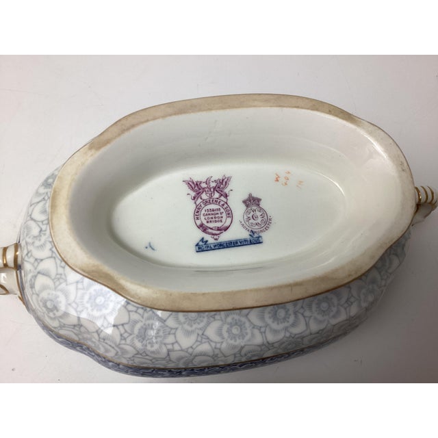 Royal Blue Antique Royal Worcester Blue White and Gold Sauce Tureen With Elephant Handles For Sale - Image 8 of 8