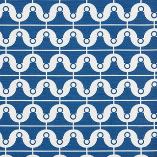 Schumacher X Studio Bon London Bridge Fabric in Blue For Sale