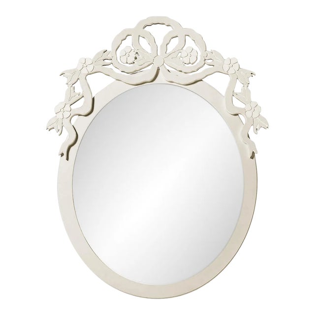 Fleur Home Garden District Thalia Oval Mirror in White Dove, 28x39 For Sale