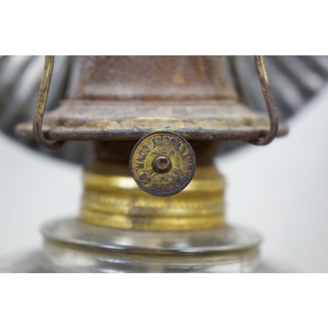 Antique Plume & Atwood Blue Enamel Kerosene Oil Lantern Lamp Tin Reflector For Sale - Image 9 of 18