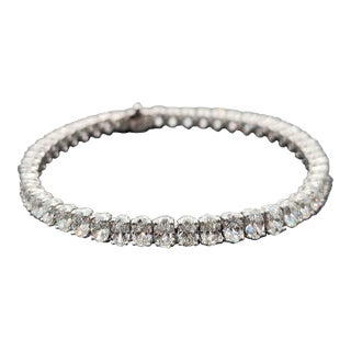 12.15 Ct Oval Cut Diamond Tennis Bracelet For Sale