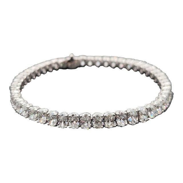 12.15 Ct Oval Cut Diamond Tennis Bracelet For Sale