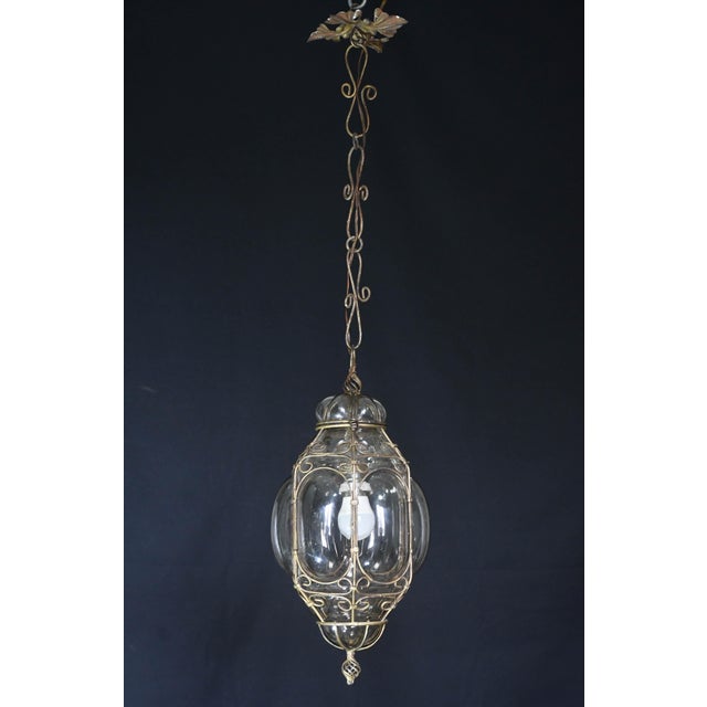 Glass 1950s Italian Charming Gilded Brass Colour Venetian Lantern, Seguso Murano Glass For Sale - Image 7 of 14