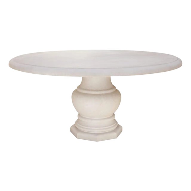 Custom French Limestone Round Dining/Center Table With Baluster Base For Sale