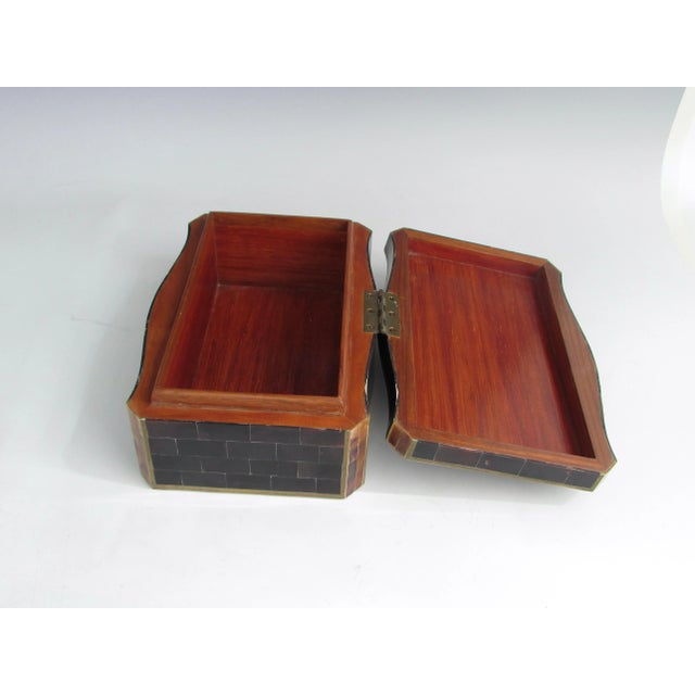 Black Tessalated Maitland Smith Faux Horn Gentleman's Dresser Box For Sale - Image 8 of 13