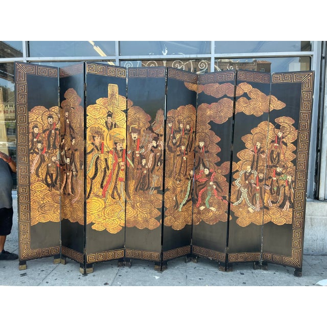 Mid-Century Ming Dynasty Room Divider With Gold Guilt Detailing For Sale - Image 13 of 13