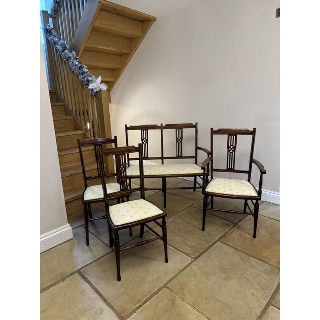 Edwardian Mahogany Inlaid Living Room Set, 1900s, Set of 3 For Sale - Image 12 of 12