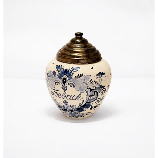 Ceramic Antique Dutch Delft Blue Tobacco Jar, 1840 For Sale - Image 7 of 18