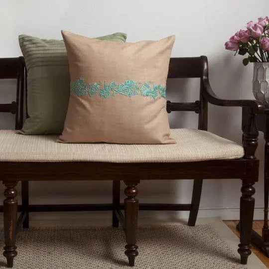 Our Bela design displays colorful vine motifs with discreet gold edgings. Available in three refined colors, these Indian...