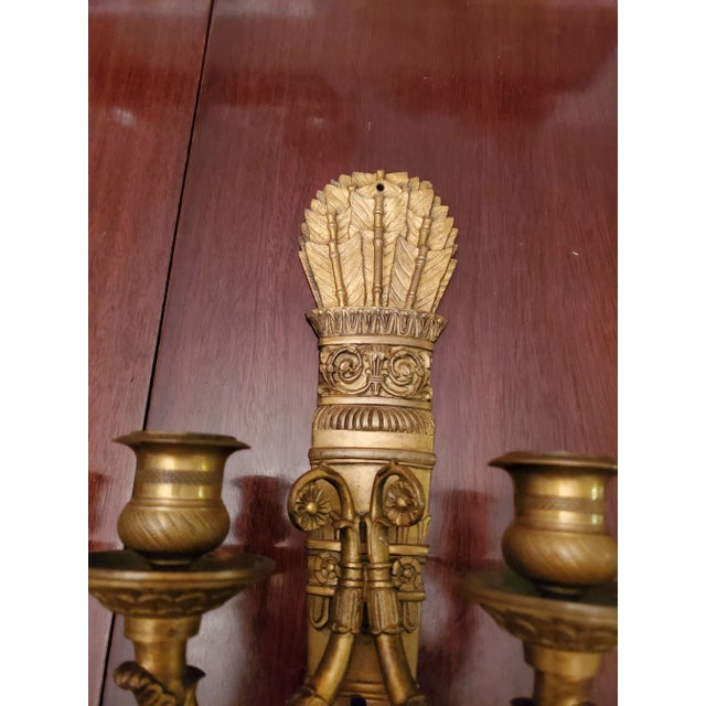 Antique original Napoleon French Empire gilt bronze ormolu pair of sconces. Absolutely the finest quality of French Dore...